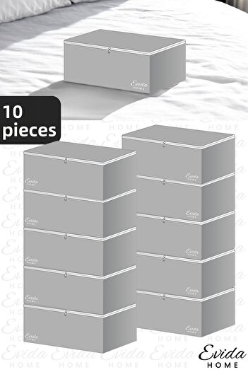 Evida 10 Pieces of Gray Zippered under the Bed - 60*40*22 - Duvet, Clothing, Seasonware Storage Organizer