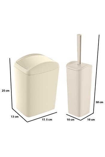 Smartware Soft Trash Can and Wc Brush Latte