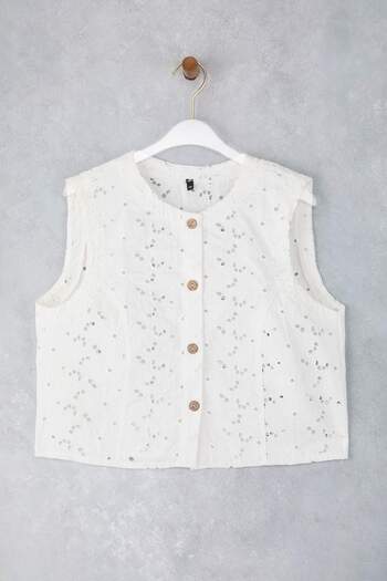 Trendyol Collection White Brode Vest Woven Blouse Twoss25Bz00583
