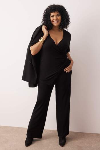 Trendyol Curve Black Knitted Buckle Detailed Large Size Bottom - Top Set Tbbaw26Cp00004