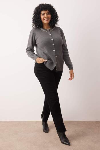 Trendyol Curve Πλεκτή Ζακέτα Anthracite Collar Stone TBBAW26AV00014