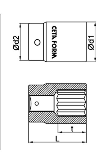CETA FORM Ceta 3/4" 12 colțuri (STAR) cheie tubulară 46 mm - C32-b46