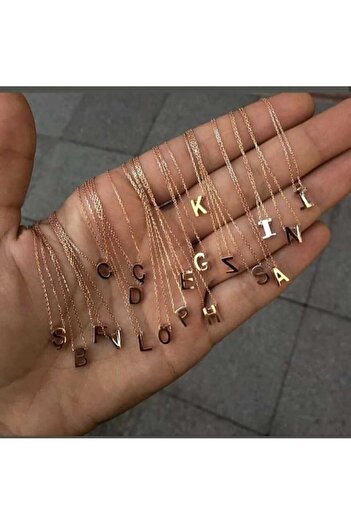 Papatya Silver Harf Kolye Üç Boyutlu M Harfi Rose Altın Kaplama 925 Ayar Gümüş. Uvps100111