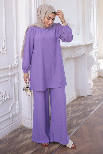 İmajButik Lilac Bürümcük Tunic Trousers Suit