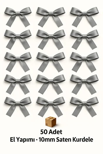 edalle Gray Wedding Candy, Gift Ornament, Balloon Ornament, Bow Satin Ribbon 10mm 50 Pieces