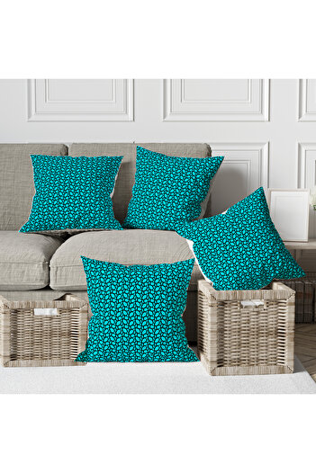 Ahsen Dekoratif Modern Patterned Striped Themed DIGITAL PRINTING Luxury Velvet 4-piece Cushion Cover Set...