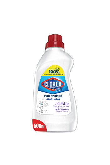 Clorox Liquid Stain Remover & Color Booster For White Clothes 500 ml Brightens, Lifts Stains, Safe