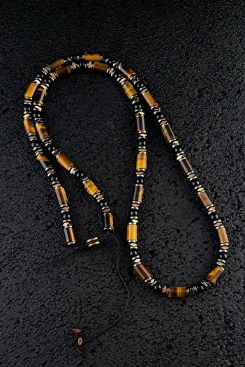 Seven Art Jewelry Kaplan Gözü, Akik ve Hematit Taşı Bohem Kolye