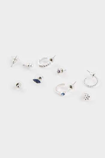 DeFacto Women's 9-Piece Silver Earrings F1269Axns