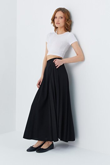 Mixray Black 4631 Model Women's Flared Skirt - Piece