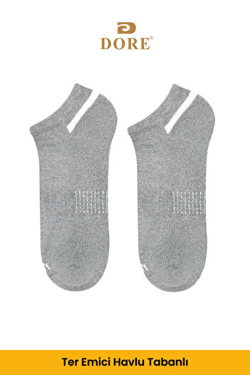 Dore Orijinal Unisex 1 Çift Premium Bambu Trainer Ter Emici Nefes Alan Kısa Spor Çorap - Gri