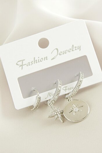 feryal 3 Pieces Star Zircon Stone Earrings