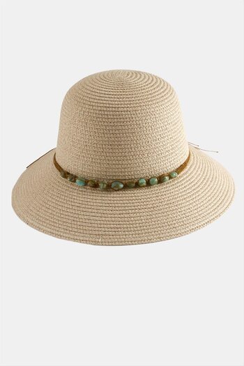 ZERO LAND Hn-Shop Agate Natural Stone Straw Hat-Powder Color