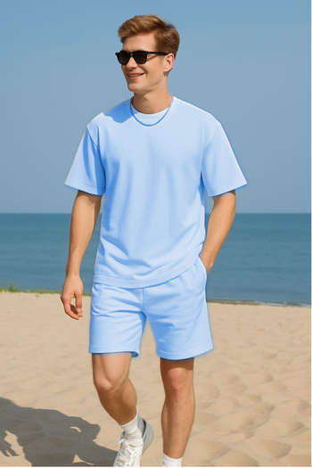 MELOOX Unisex Oversize Two Thread Cotton Summer Shorts Set.Single
