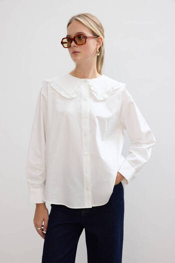 BE BLUE Ekru Collar Detailed Shirt