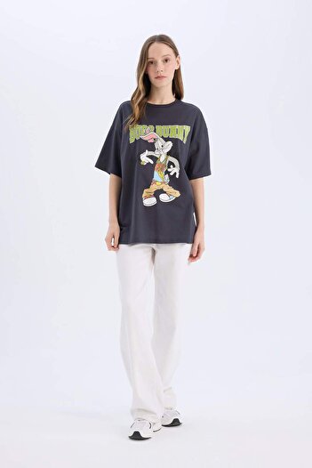 DeFacto Cool Looney Tunes Oversize Φαρδύ μπλουζάκι με κοντό μανίκι D9129ax25sm