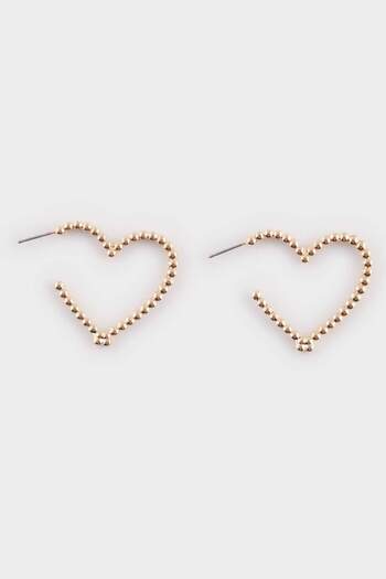 DeFacto Women's Heart Gold Earrings E6454Axns