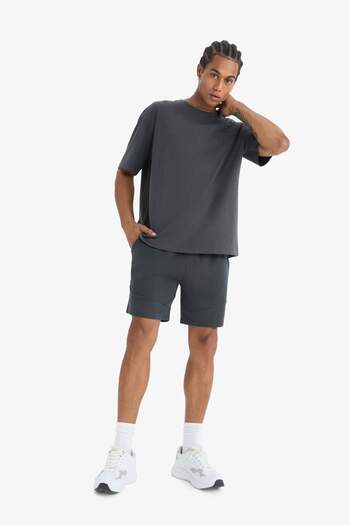 DeFacto DeFactoFit Oversize Φαρδιά Εφαρμογή Ποδηλατική λαιμόκοψη με στάμπα αθλητική κοντομάνικη μπλούζα E2582AX25SM