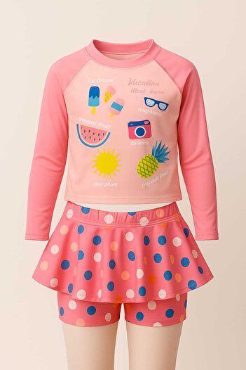 My Kids Wear Girl's Swimsuit with Skirt Detail