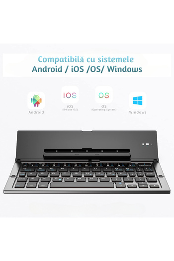 VENTLEX Super Slim, Portable Foldable Keyboard with Tablet and Phone Holder, Bluetooth