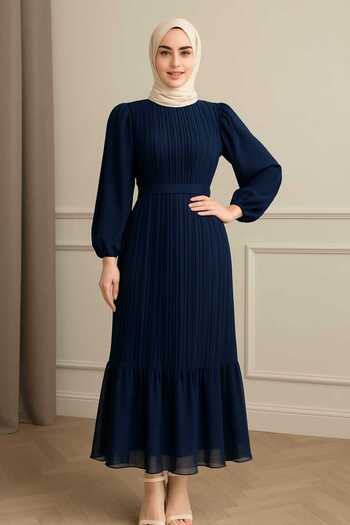 Trendy Mall Pleated Chiffon Hijab Dress