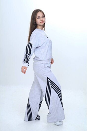Asortix Girl's 100% Cotton Striped Oversize 2 Thread Bottom & Top Tracksuit Set-305