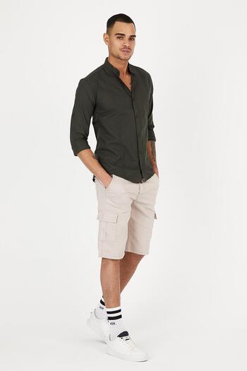 Domoda Ανδρικό Jean Cargo σορτς Slim Fit None Denim με εύκαμπτο ύφασμα με πλαϊνές τσέπες