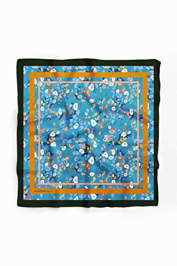 Modabutik B112 Kadın Mavi Game Desenli 50x50 Bandana