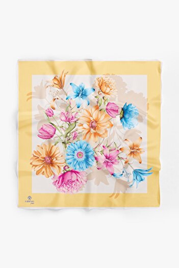 Vissona %100 İpek Kadın Desenli Bandana 80x80