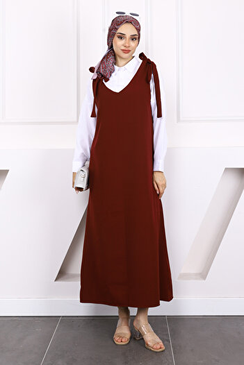 İmajButik Burgundy Shoulder Tie Gilet