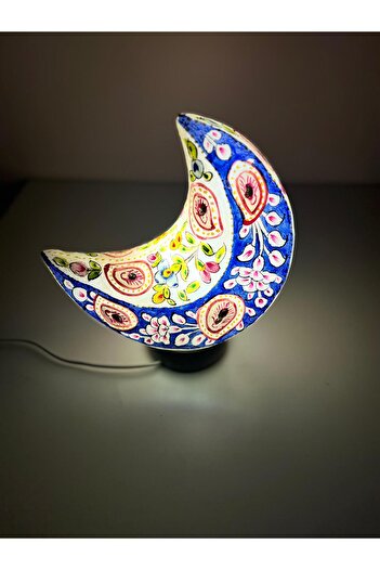 Kheyaal Hand made Lamp with Camel Skin- 2 Color, Double Sided -Moon Shaped