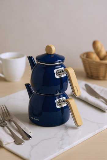 Bambum Sultan Bamboo Handled Teapot Set Navy Blue