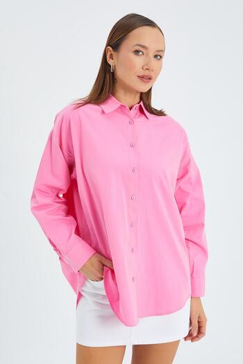 Mixray 4618 Model - Pink Basic Women's Shirt with Robe on the Back