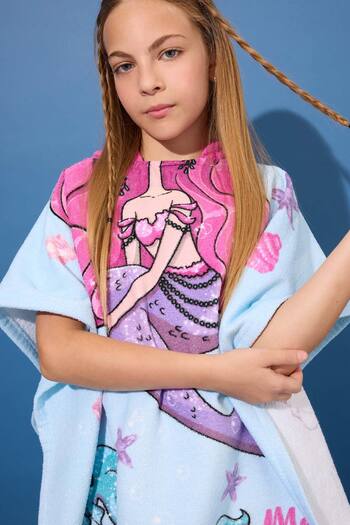 DeFacto Girl's Mermaid Patterned Poncho Beach Towel