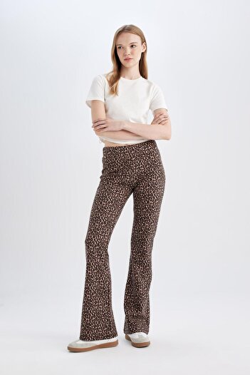 DeFacto Lepoar Patterned Flare Fit Straight Leg Long Trousers - D7452Ax24Au