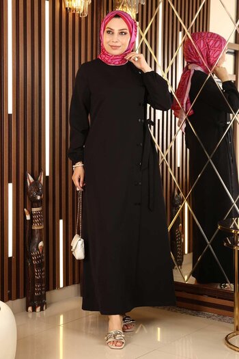 Modamihram Πλαϊνό δεμένο Abaya Black 19133