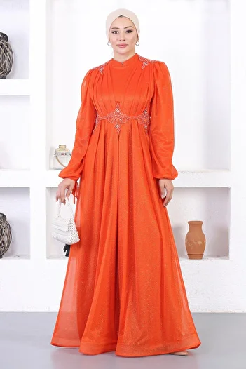 Modamihram Pearl Lace Glitter Evening Dress Tile 12252