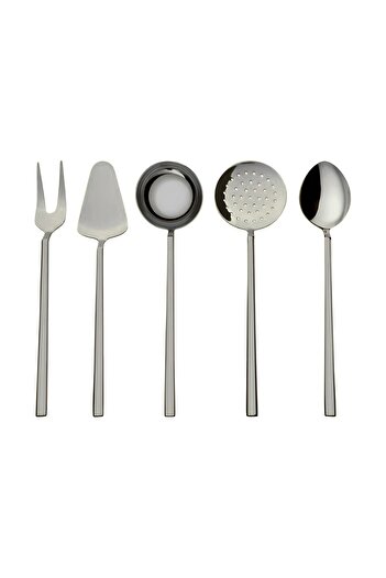 SILA Elite Stainless Steel - 5 Piece Ladle, Colander, Spatula, Spoon, Fork Set