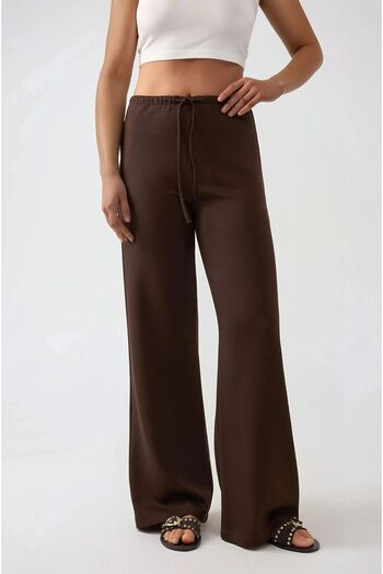 Hiccup Wide Leg Textured Long Pants