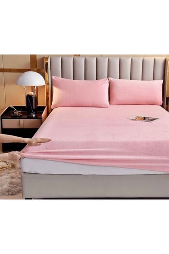 She&Co Double Size Rubberized Bed Sheet Set - 3 Pieces |   Pink