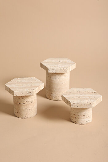 touche deco Wide Travertine Candle Holder - Large