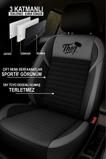 GM-DESIGN Thor Arm Feather Auto Seat Cover (Peugeot 206-207-208-306-307-407- Compatible)