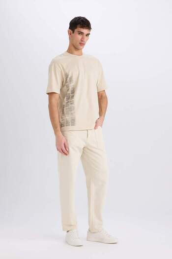 DeFacto 100 % Baumwolle, Boxy Fit, Rundhalsausschnitt, bedrucktes Kurzarm-T-Shirt D5598AX25SP