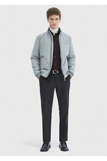 Ramsey Gray Regular Fit Stand Collar Casual Woven Coat