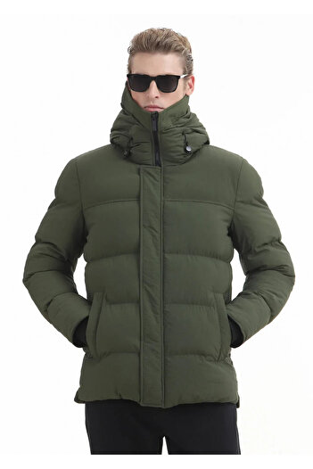 Ramsey Khaki Regular Fit Hooded Casual Woven Coat