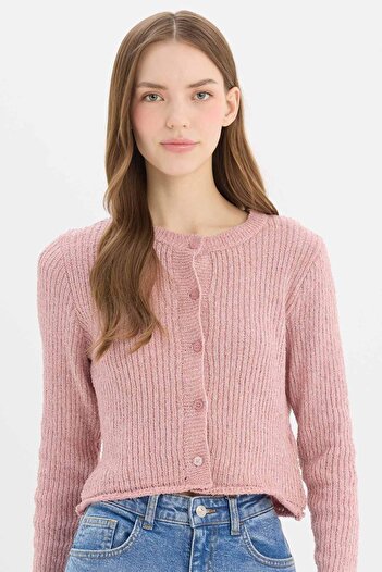DeFacto Slim Fit Slim Fit Crew Neck Button Knitwear Cardigan E4613Ax25Sp