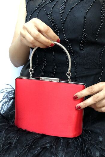 NAZART Women's Satin Red Evening Dress Clutch Portfolio Ladies Bag