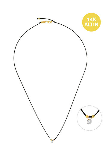 KURSHUNI Shining Dot, 14KAltın Kolye (İpli)