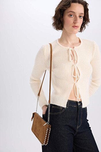 DeFacto Women's Staple Detailed Leopard Patterned Faux Leather Crossbody Bag E0716Axns