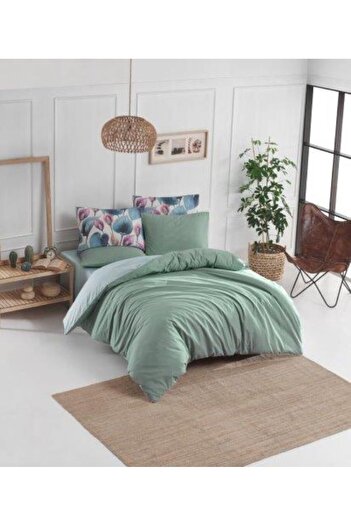 The Fabric Avocado Plain Petal Double-Sided Duvet Cover Set Single Size Ranforce